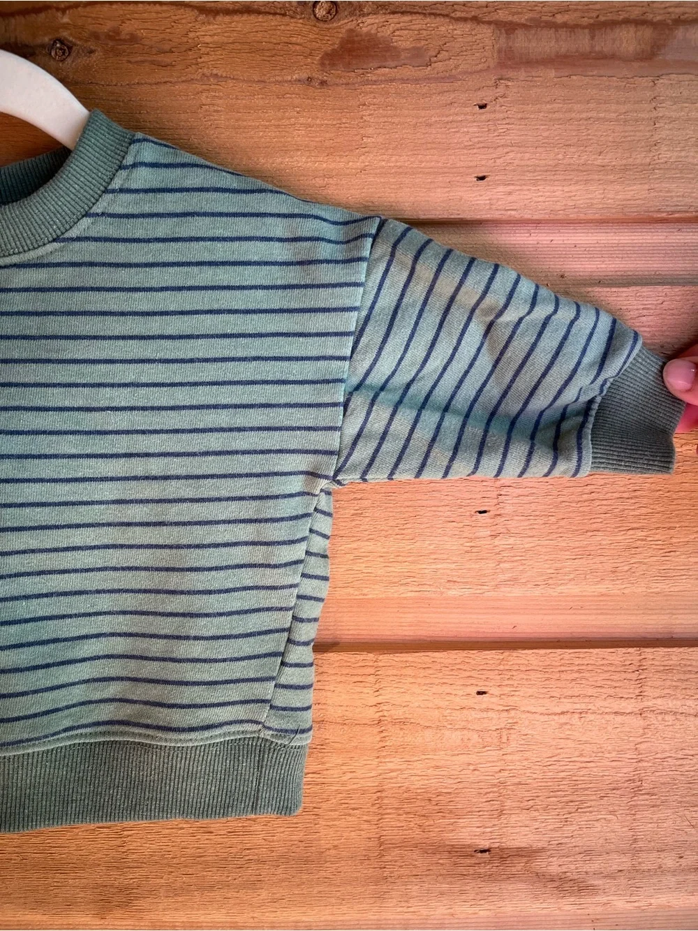 MAISON ME - Baby Striped Green Crewneck Sweatshirt 3-6mo